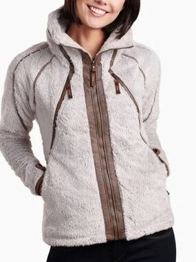 Kuhl Flight Jacket High Pile Fleece Full Zip Stone Gray Brown Size Medium